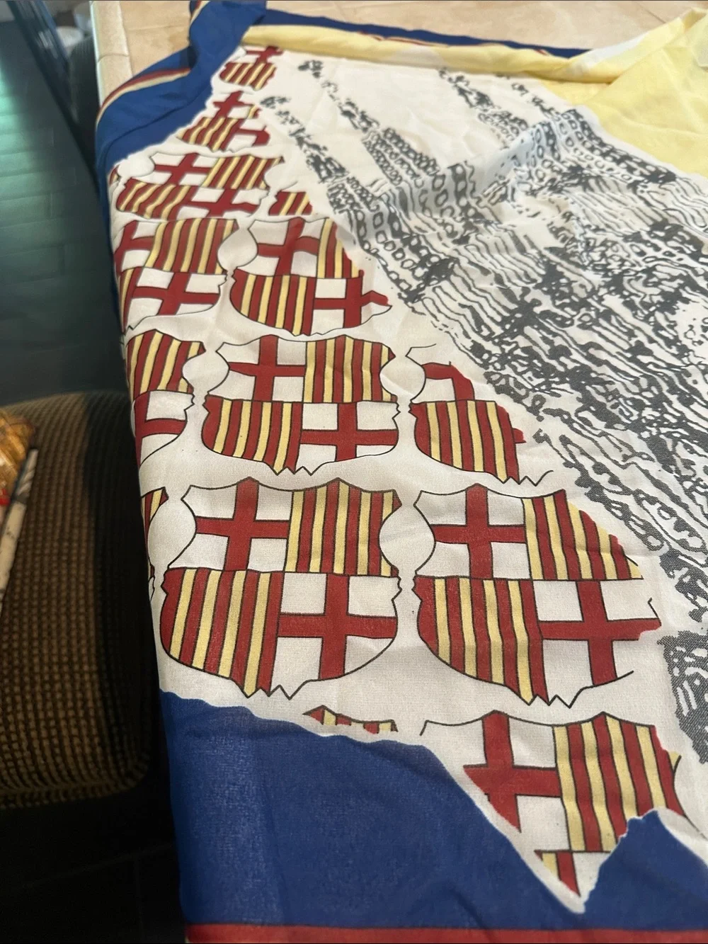 Assorted vintage souvenir scarves from Europe